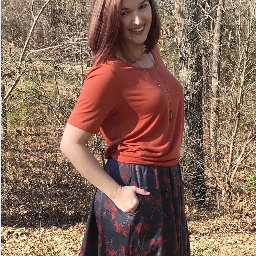 Madison Fall Print Full Skirt w/Pockets by LuLaRoe Sz Lg NWT